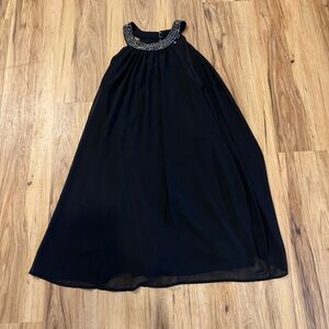 Charming Charlie Elegant Black Gown with Beaded Neckline